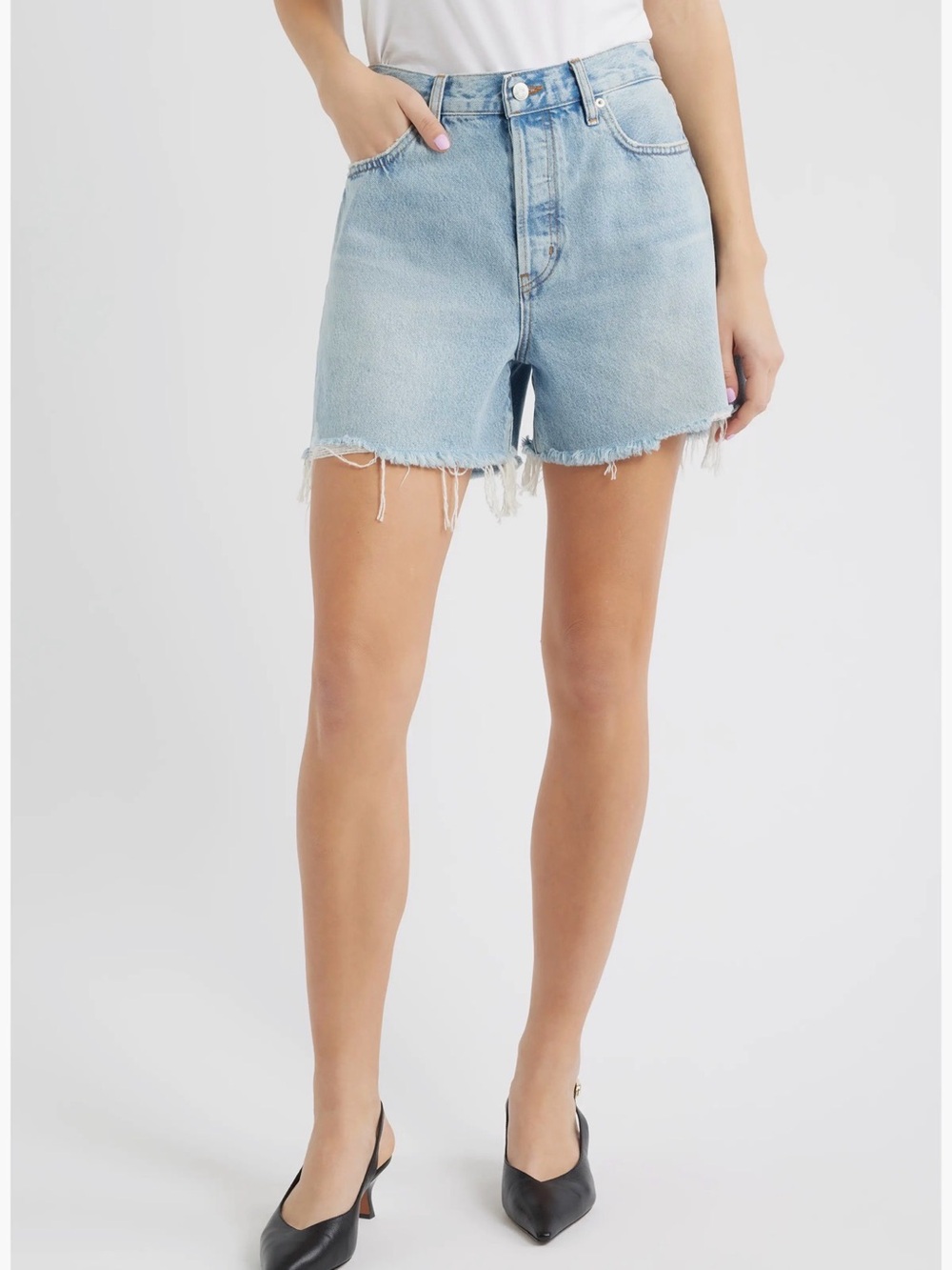 FRAME Everyday Frayed Hem Denim Shorts Size 30